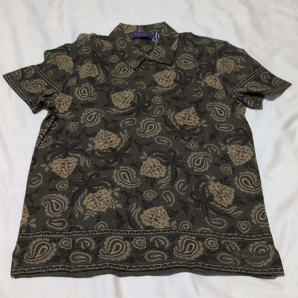 Ralph Lauren Black and Tan Casual Button Down Shirt - Picture 1 of 12
